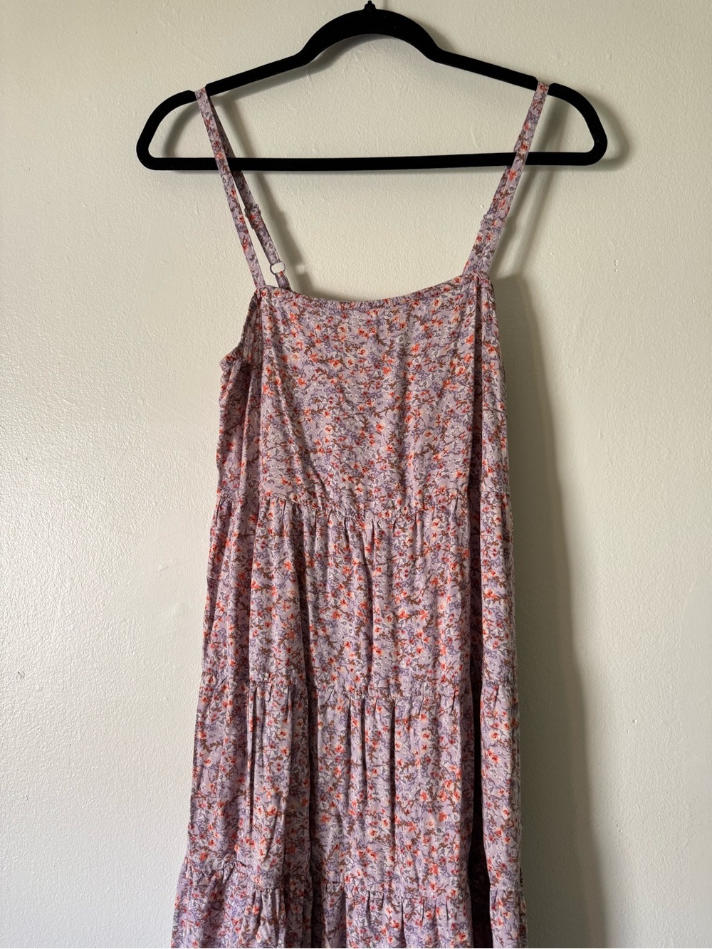 Floral Pink Tiered Maxi Dress, Women's Strappy Dress with Pockets
